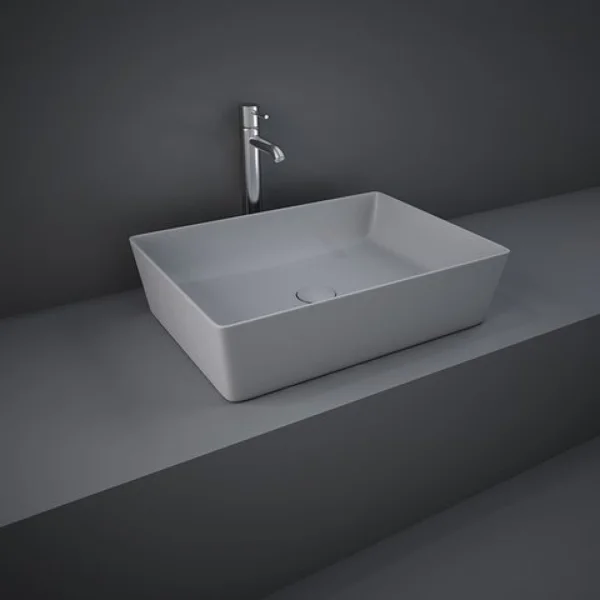 Rak Feeling 50cm Rectangular Counter Top Wash Basin In Matt Grey
