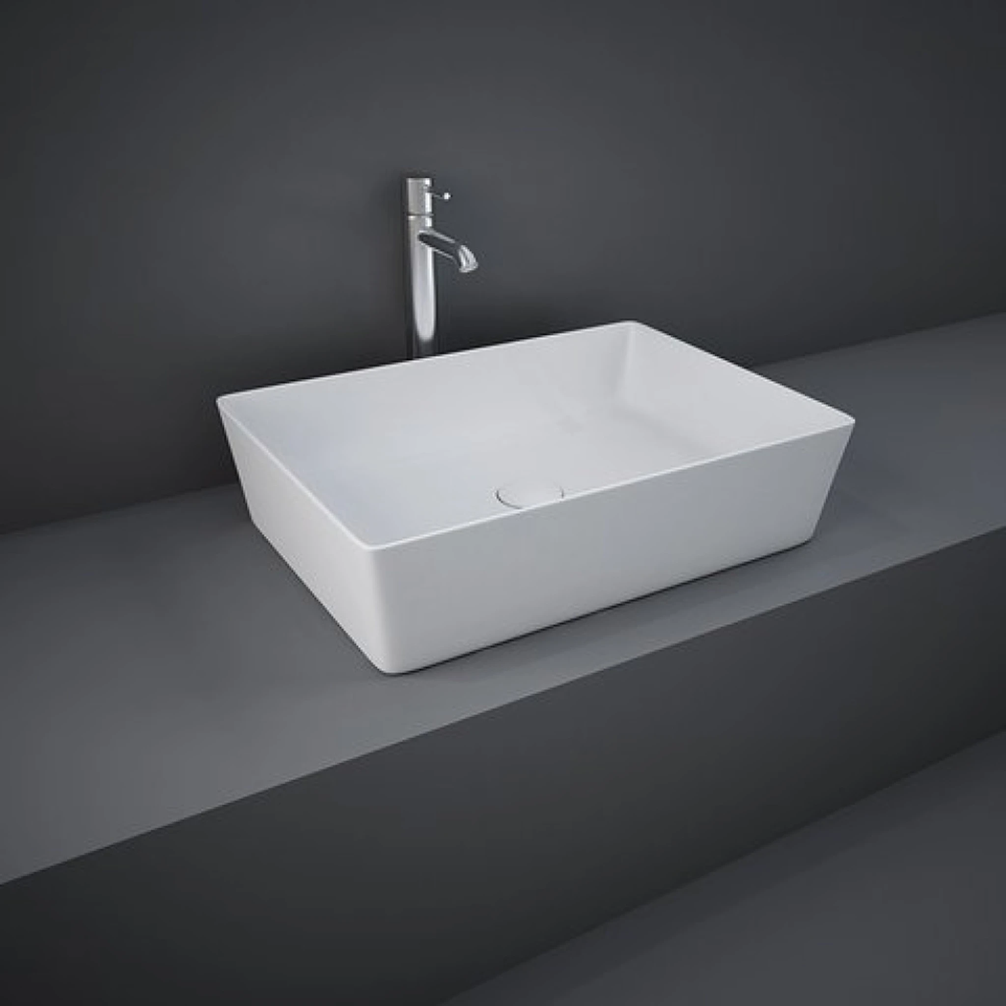 Rak Feeling 50cm Rectangular Counter Top Wash Basin In Matt White
