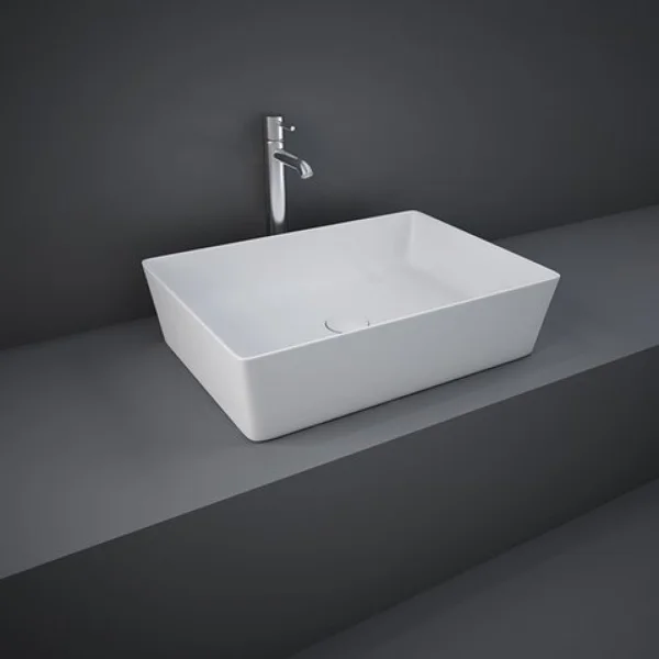 Rak Feeling 50cm Rectangular Counter Top Wash Basin In Matt White