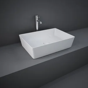 Rak Feeling 50cm Rectangular Counter Top Wash Basin In Matt White
