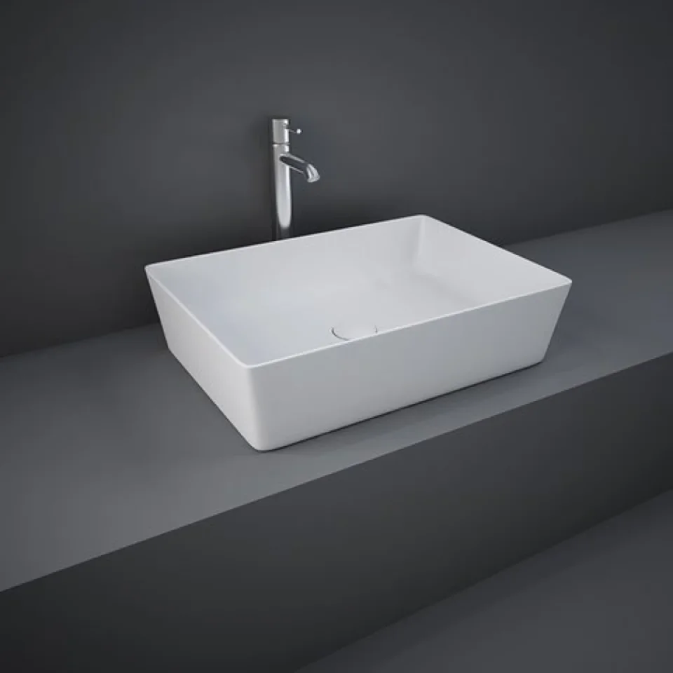 Rak Feeling 50cm Rectangular Counter Top Wash Basin In Matt White product image - Image 1