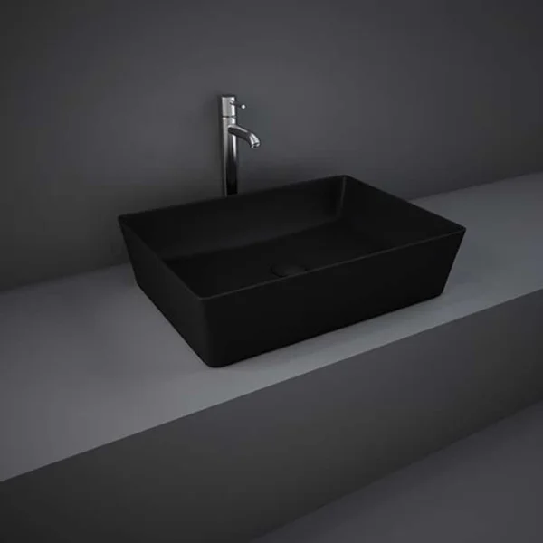 Rak Feeling 50cm Rectangular Counter Top Wash Basin In Matt Black