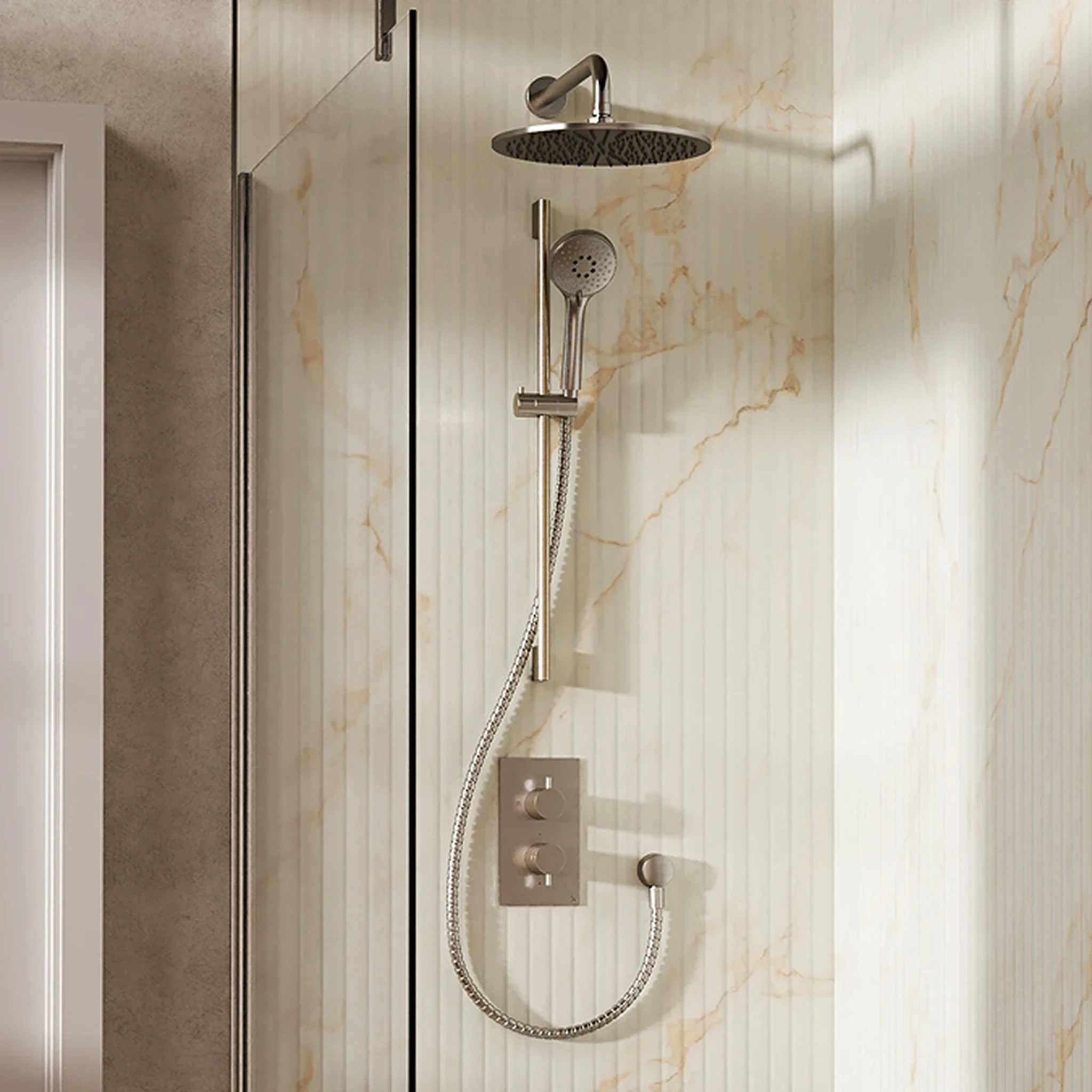 Crosswater Design Shower Set 4 Brushed Nickel 300mm
