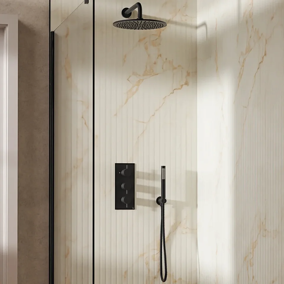 Crosswater Design Shower Set 7 Matt Black 300mm product image - Image 1