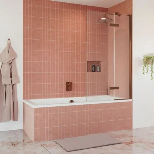 Crosswater Optix Hinged Bath Screen 90 Brushed Bronze Left Hand