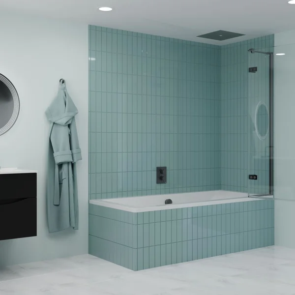 Crosswater Optix Hinged Bath Screen 180 Left Handed Slate