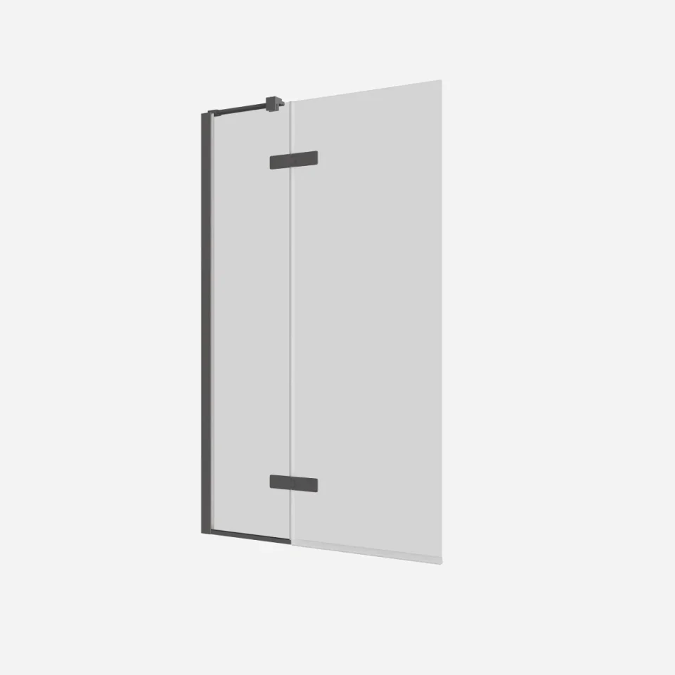 Crosswater Optix Hinged Bath Screen 180 Left Handed Slate detail view - Image 2