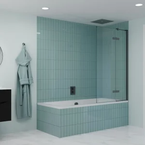 Crosswater Optix Hinged Bath Screen 90 Left Handed Slate