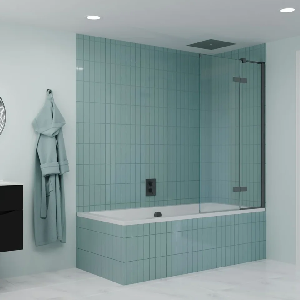 Crosswater Optix Hinged Bath Screen 90 Left Handed Slate product image - Image 1