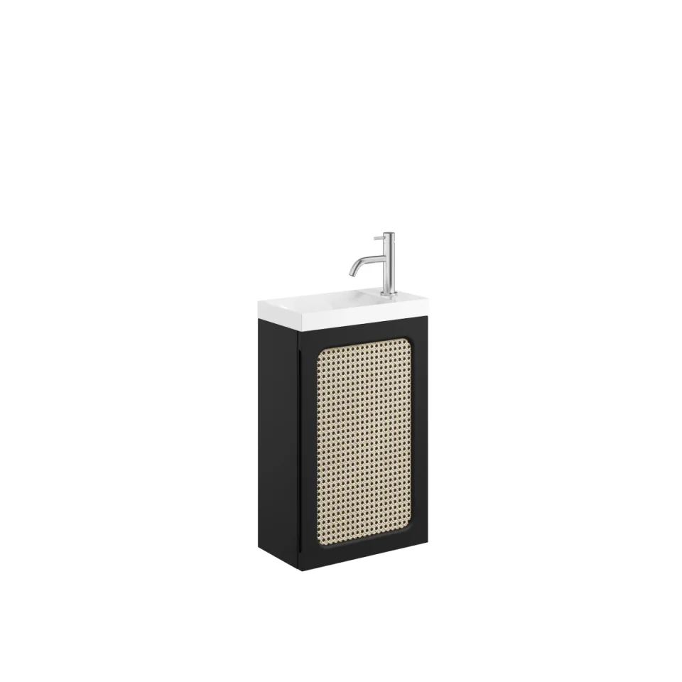 Crosswater Alo Cloakroom Unit 400 x 220mm Black & Rattan detail view - Image 2