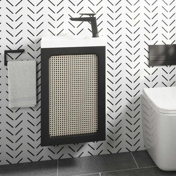 Crosswater Alo Cloakroom Unit 400 x 220mm Black & Rattan