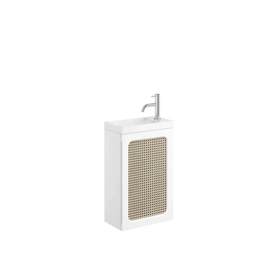 Crosswater Alo Cloakroom Unit 400 x 220mm White & Rattan detail view - Image 2