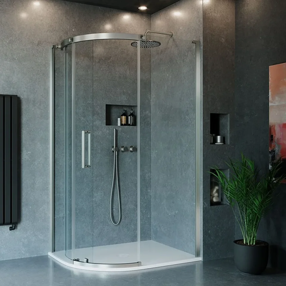 Crosswater Optix Offset Quadrant 1200x800 Left Hand Brushed Nickel product image - Image 1