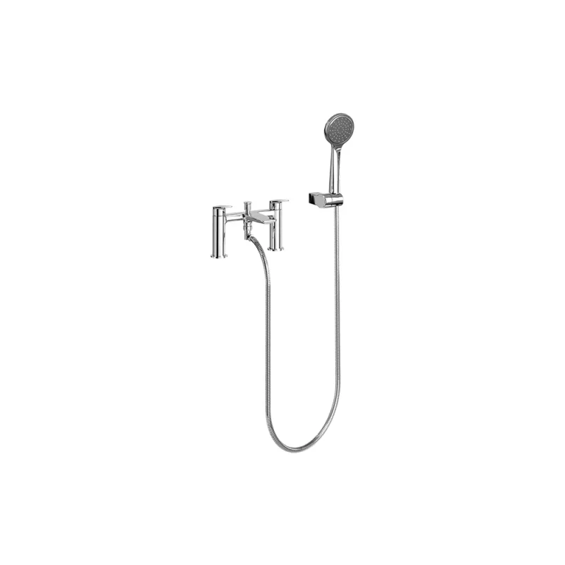 Britton Greenwich 2 Tap Hole Bath Shower Mixer Chrome detail view - Image 2