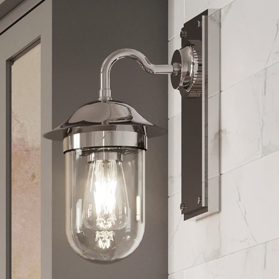 Burlington Guild Wall Light & Clear Glass Chrome product image - Image 1