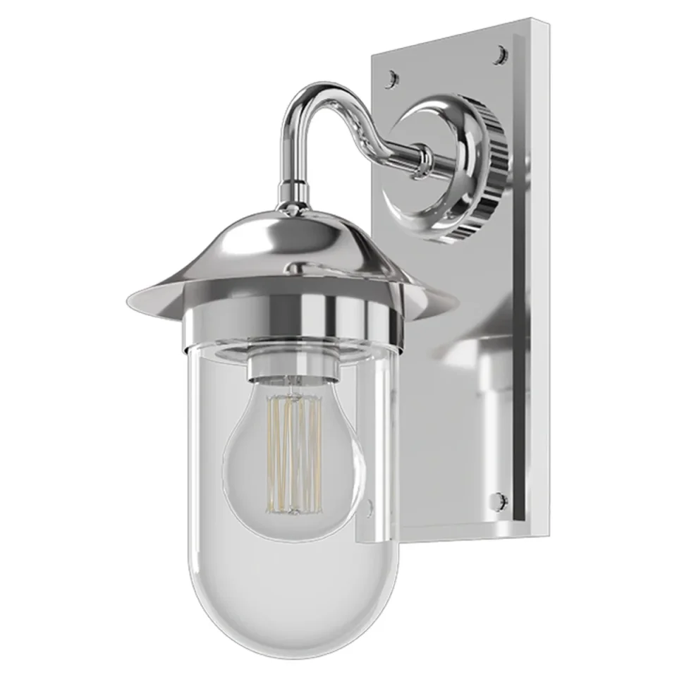 Burlington Guild Wall Light & Clear Glass Chrome detail view - Image 4