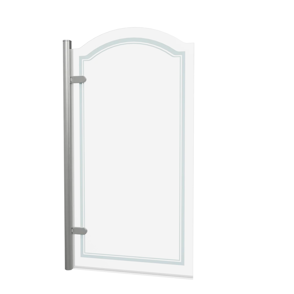 Burlington Classique Curved Hinge Bath Screen With Frosting 850 Lh Brushed Nickel detail view - Image 2