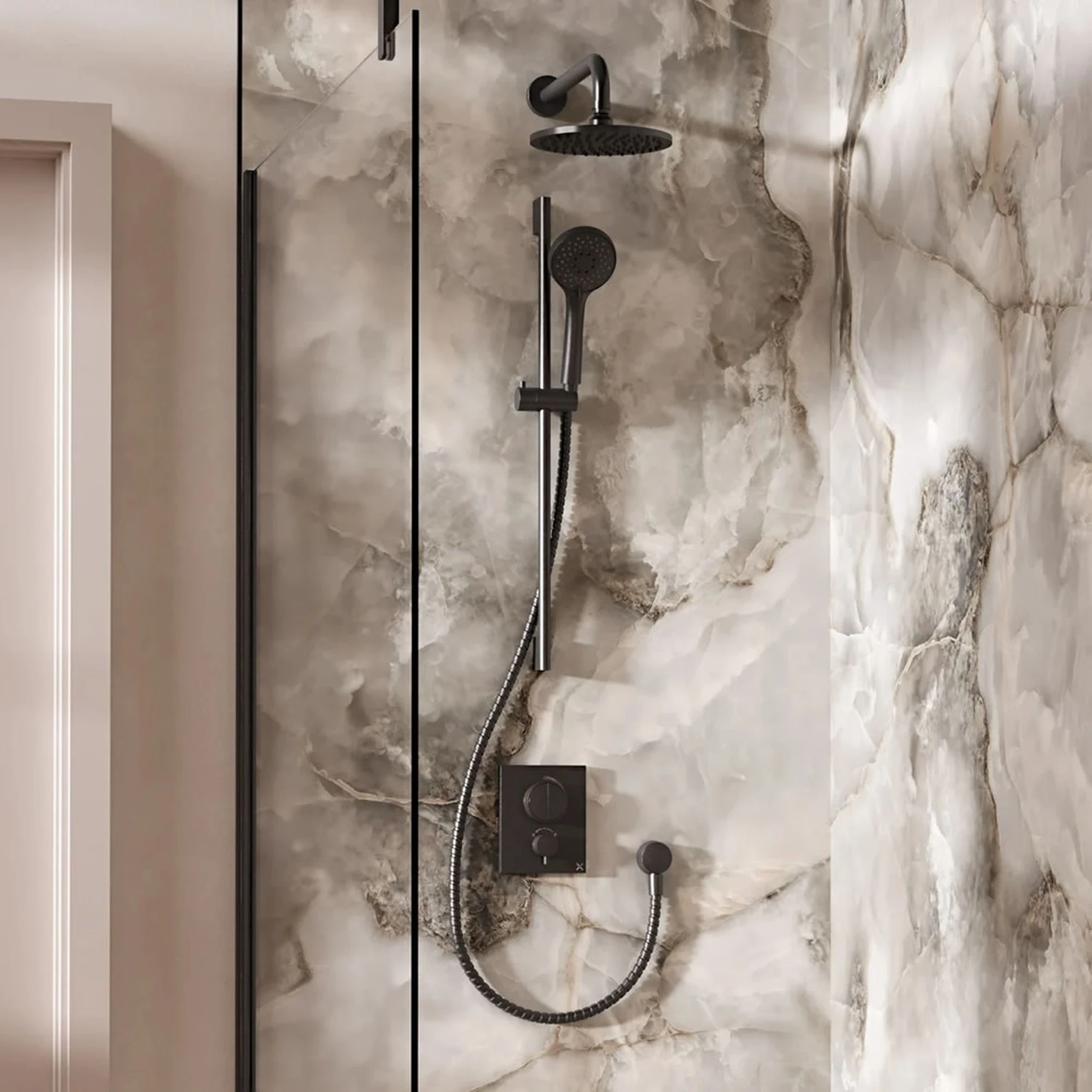 Crosswater Push Shower Set 2 Slate 200mm