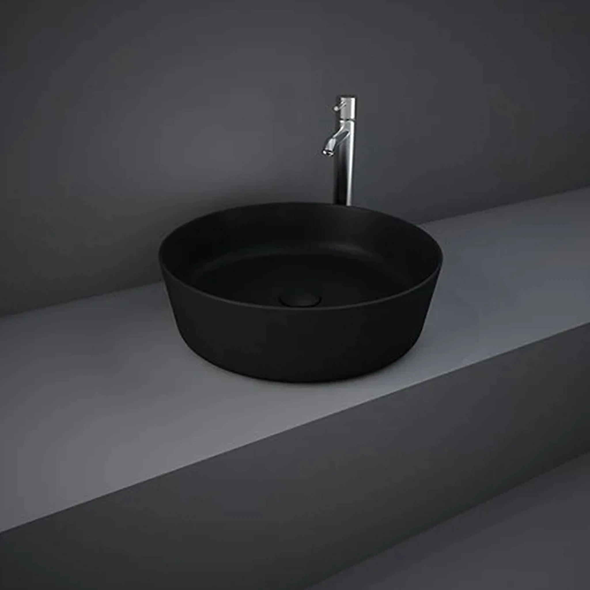 Rak Feeling 42cm Round Counter Top Wash Basin In Matt Black