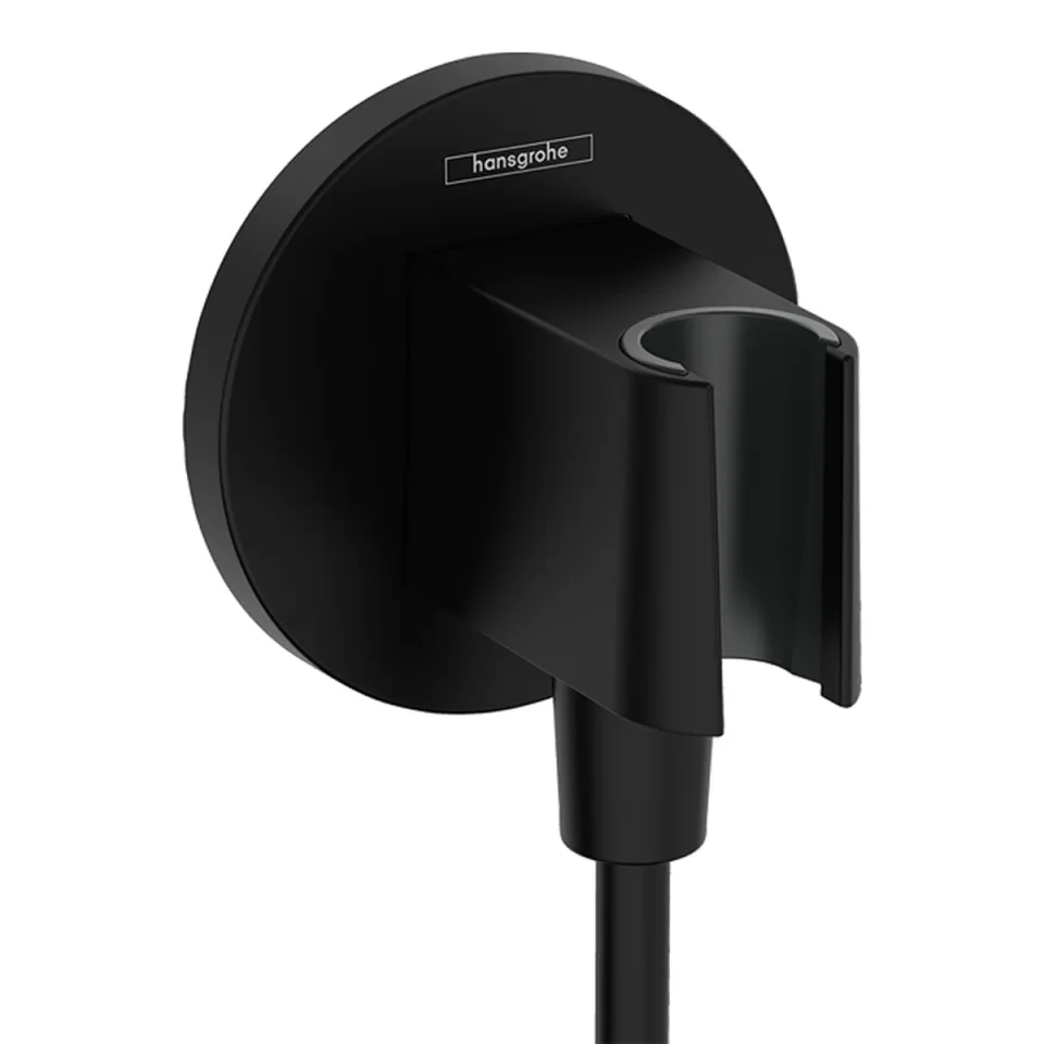 Hansgrohe Fixfit S Wall Outlet With Shower Holder Matt Black product image - Image 1
