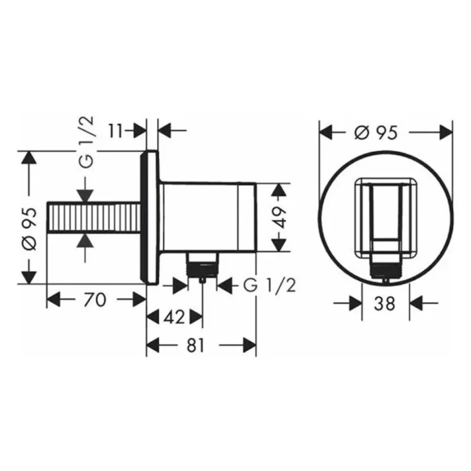 Hansgrohe Fixfit S Wall Outlet With Shower Holder Matt Black detail view - Image 2