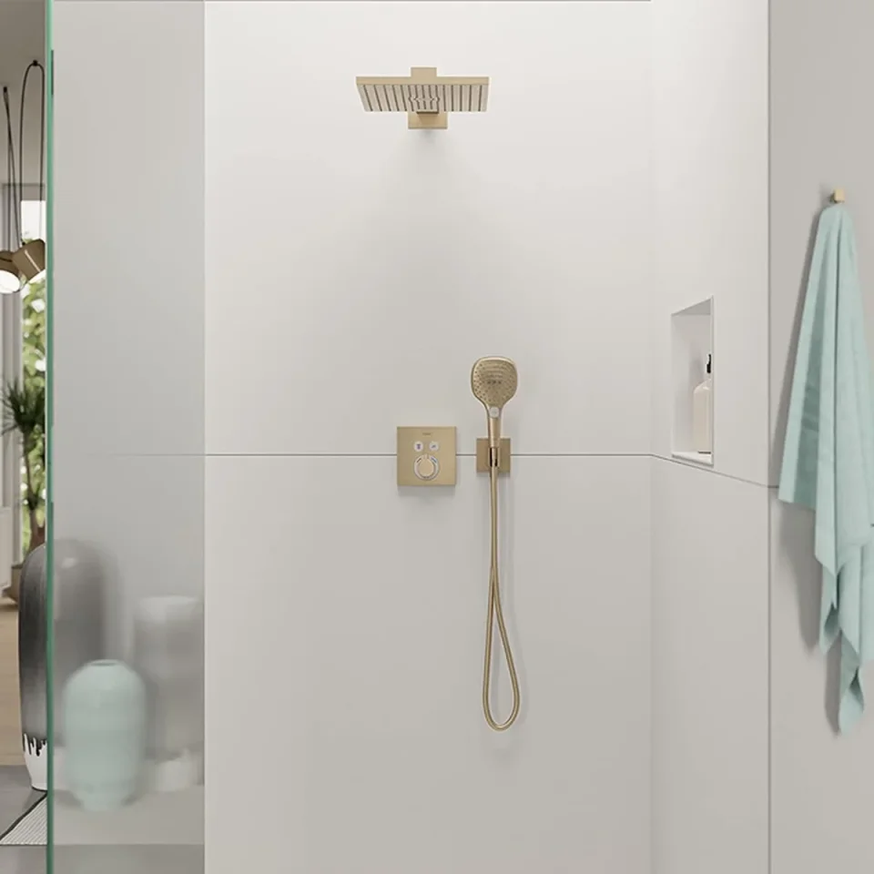 Hansgrohe Fixfit E Wall Outlet With Shower Holder Brushed Bronze product image - Image 1