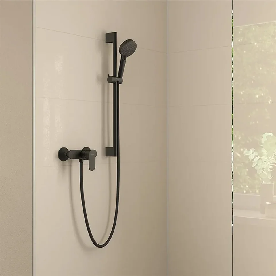 Hansgrohe Vernis Blend Single Lever Shower Mixer For Exposed Installation Matt Black detail view - Image 2