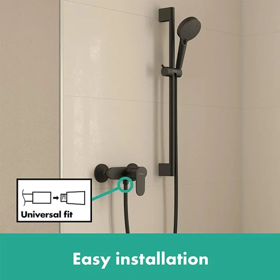 Hansgrohe Vernis Blend Single Lever Shower Mixer For Exposed Installation Matt Black detail view - Image 3