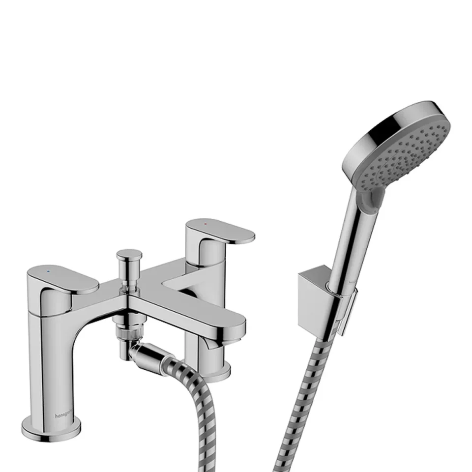 Hansgrohe Rebris S 2-hole Rim Mounted Bath Mixer With Diverter Valve And Vernis Blend Hand Shower Vario Chrome product image - Image 1