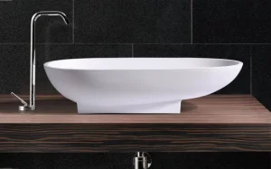 StoneKAST Cocoon Sit On Basin Matt White 600x320mm