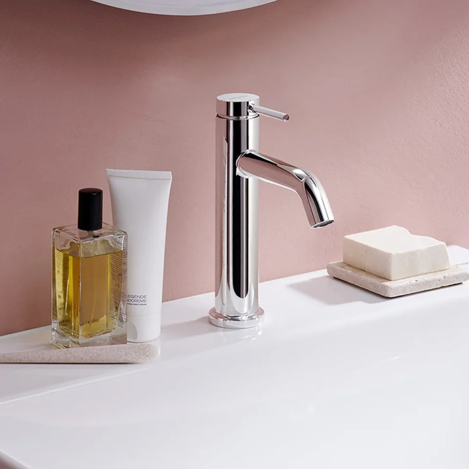 Hansgrohe Tecturis S Single Lever Basin Mixer 110 Coolstart Ecosmart+ Without Waste Set Chrome detail view - Image 2