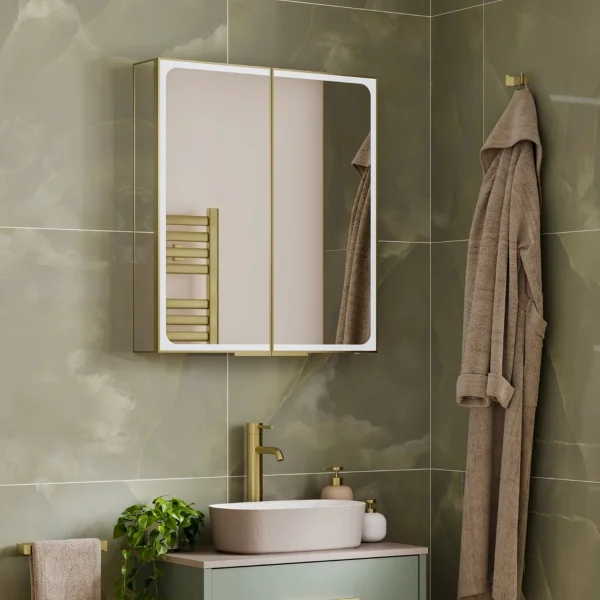 Hib Euna 80 Cabinet Brushed Brass W80 X H70 X D14cm
