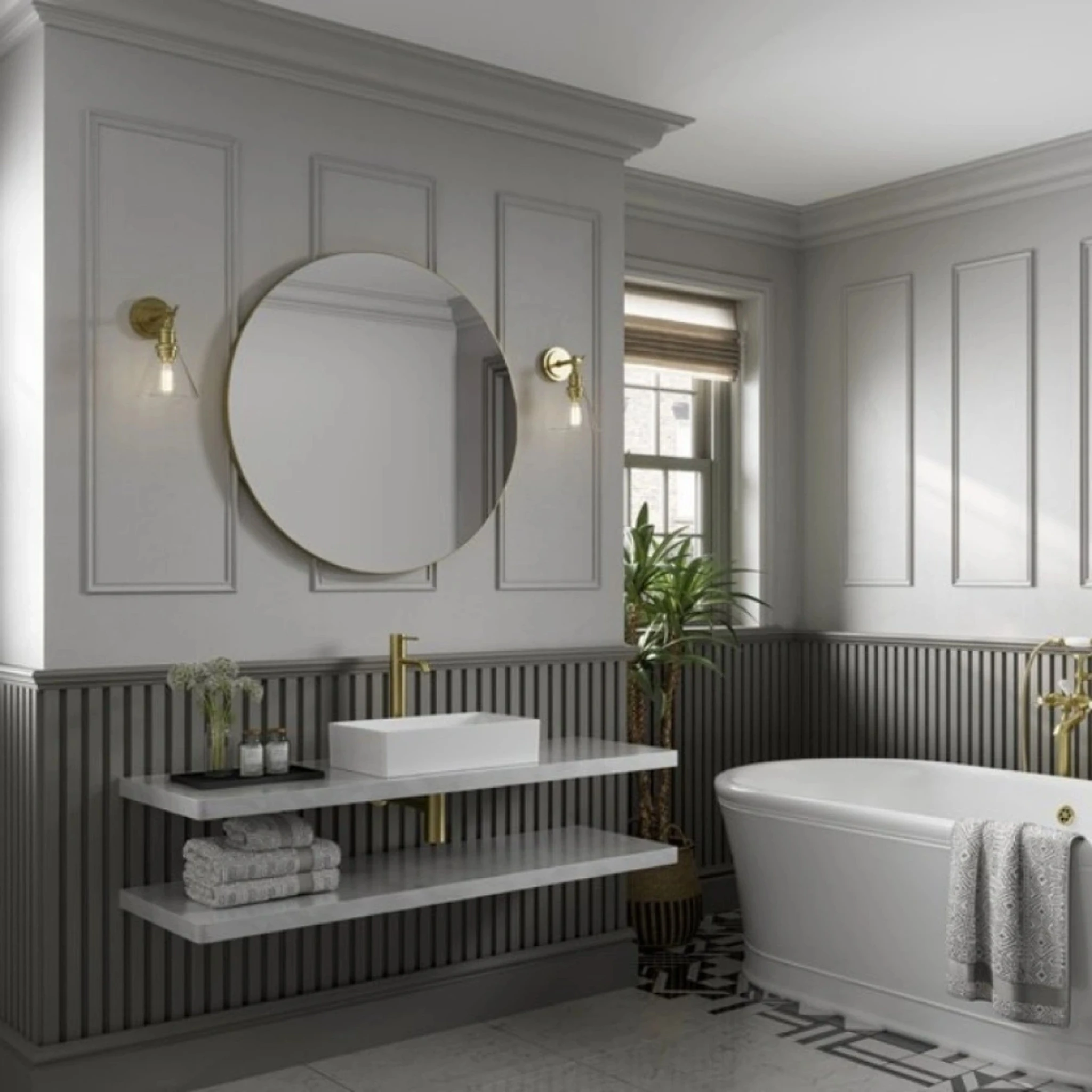 Hib Trim Round 80 (brushed Brass Frame) Mirror 80cm X D2.5cm