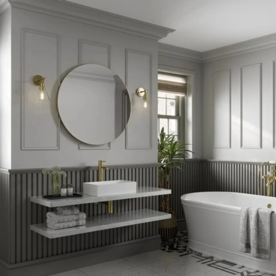 Hib Trim Round 80 (brushed Brass Frame) Mirror 80cm X D2.5cm product image - Image 1