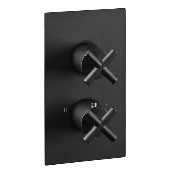 Just Taps Solex Concealed Thermo Dual Vertical Valve Matt Black
