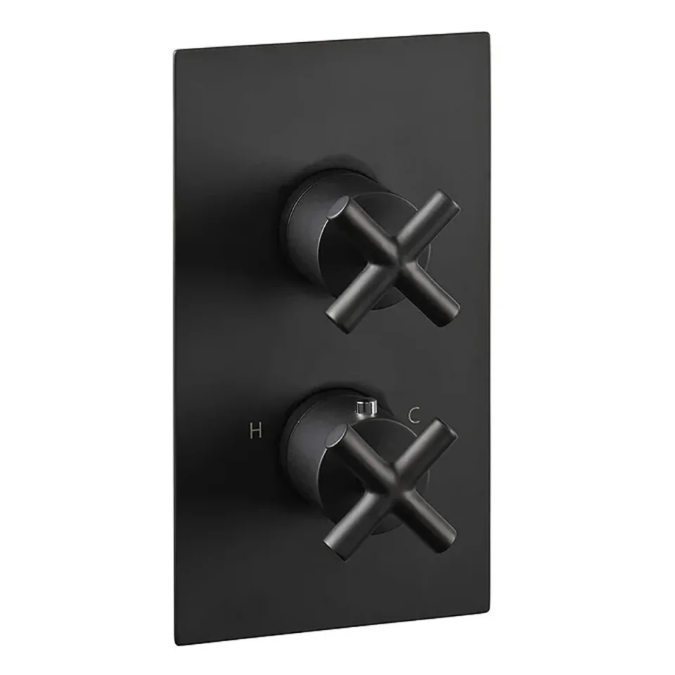 Just Taps Solex Concealed Thermo Dual Vertical Valve Matt Black product image - Image 1