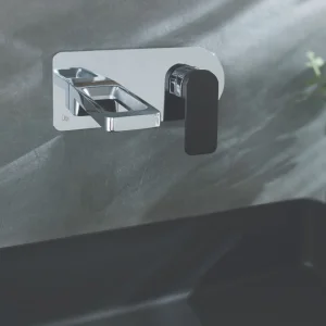 Just Taps Axel Single Lever Wall Mounted Basin Mixer Matt Black Hand Chrome