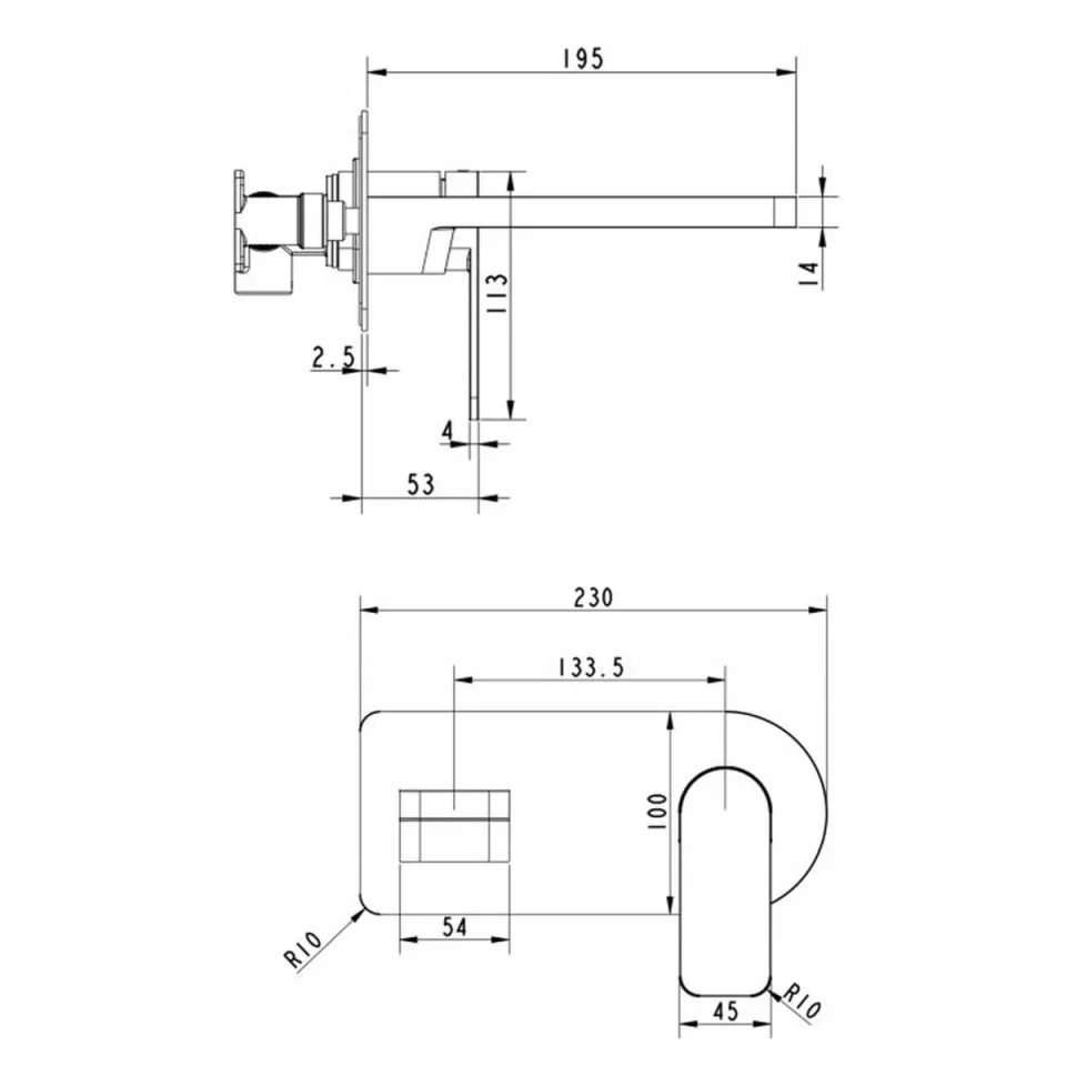 Just Taps Axel Single Lever Wall Mounted Basin Mixer Matt White Hand Chrome detail view - Image 3