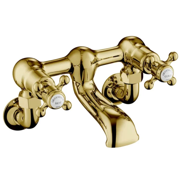 Just Taps Grosvenor Cross Wall Mounted Bath Filler Light Gold