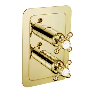Just Taps Grosvenor Cross Concealed Thermo 1 Outlet Valve Light Gold