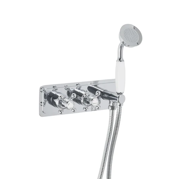 Just Taps Grosvenor Cross Thermo Concealed 2 Outlet Valve & Handset