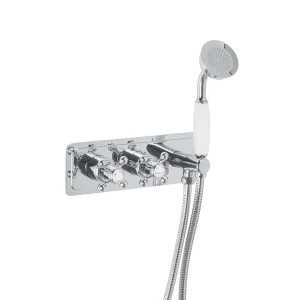Just Taps Grosvenor Cross Thermo Concealed 2 Outlet Valve & Handset