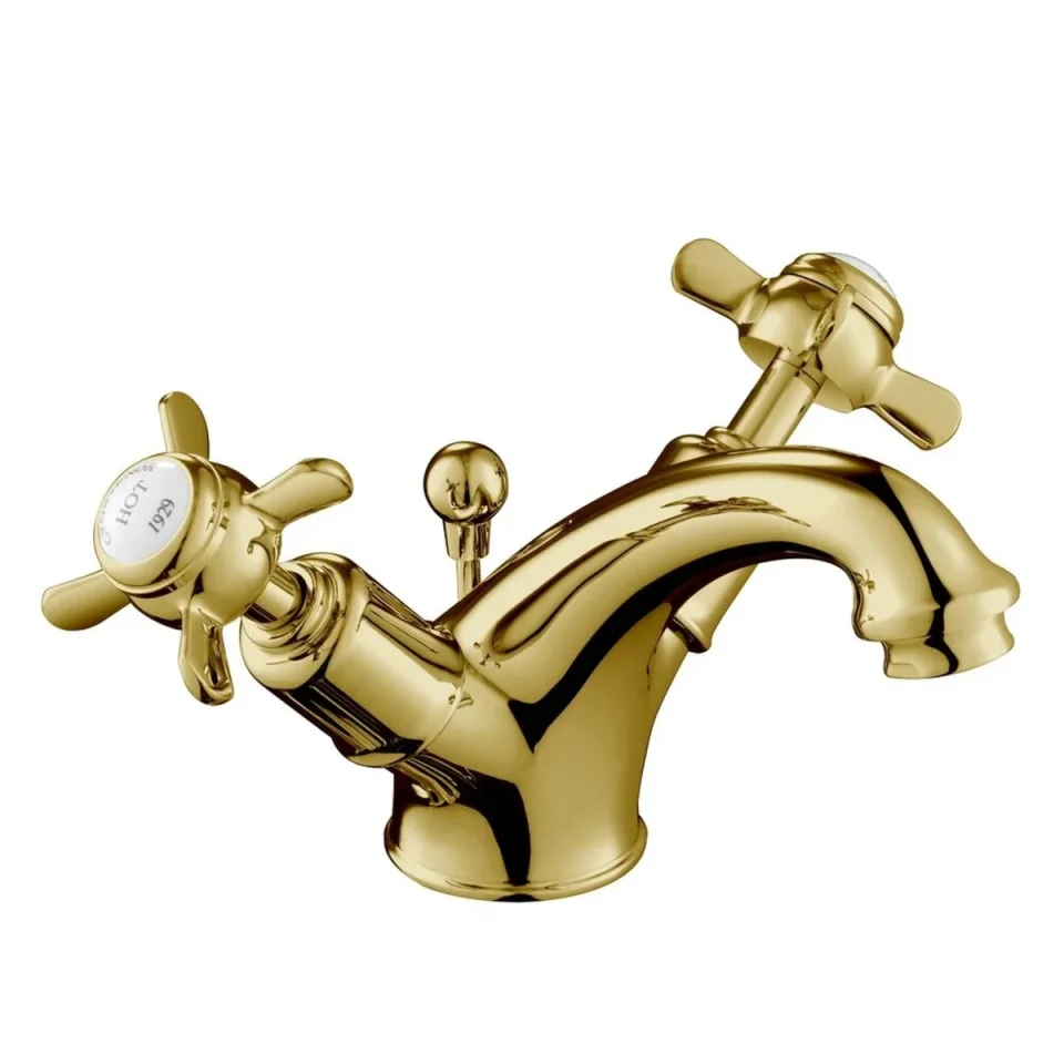 Just Taps Grosvenor Pinch Basin Mixer With Puw Light Gold product image - Image 1