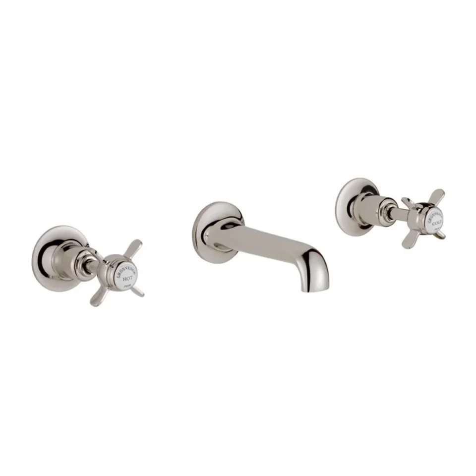 Just Taps Grosvenor Pinch 3 Hole Wall Mounted Basin Mixer With Spout detail view - Image 3