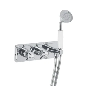 Just Taps Grosvenor Pinch Thermo Concealed 2 Outlet Valve & Handset Chrome