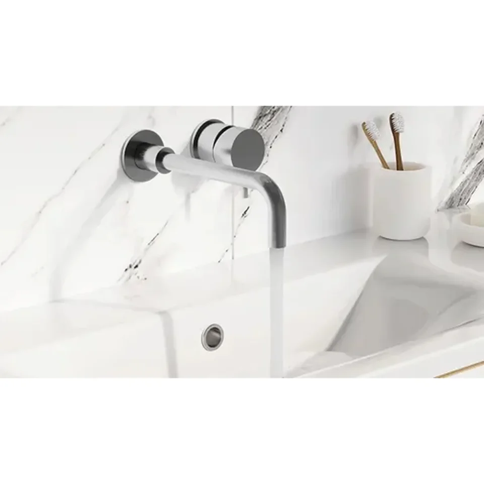 Just Taps Vos Single Lever Wall Mounted Basin Mixer Mm Slim Spout With Designer Handle detail view - Image 2