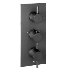 Just Taps Vos 3 Outlet Thermo Conc Valve Vertical Matt Black Designer