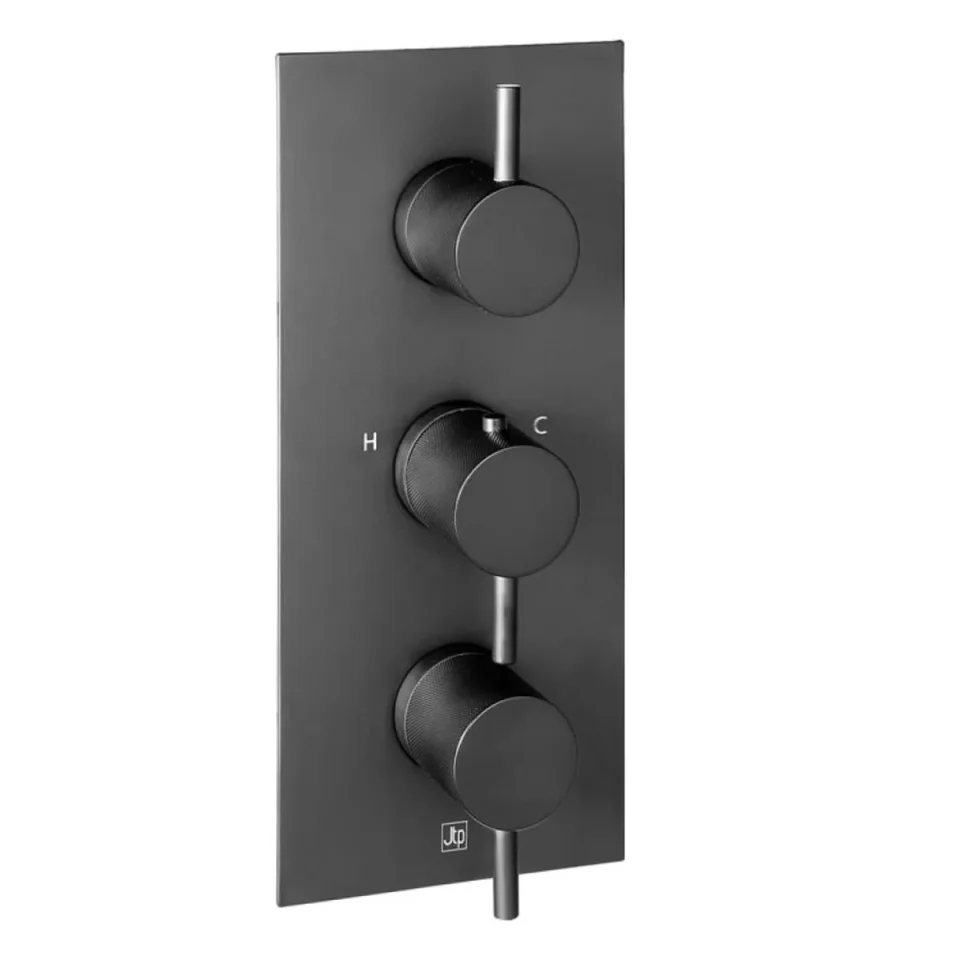 Just Taps Vos 3 Outlet Thermo Conc Valve Vertical Matt Black Designer product image - Image 1