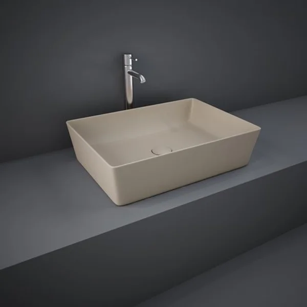 Rak Feeling 50cm Rectangular Counter Top Wash Basin In Matt Cappuccino