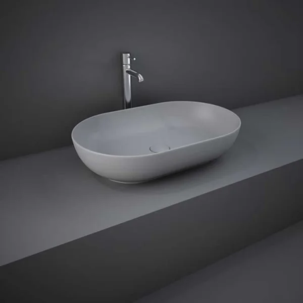 Rak Feeling 55cm Oval Counter Top Wash Basin In Matt Grey